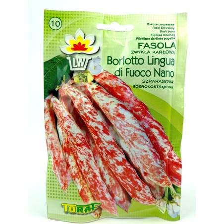 Toraf 10g Fasola Szparagowa Borlotto Lingua di Fuoco Nano Nasiona warzyw Odmiana dwubarwna karłowa Wczesna