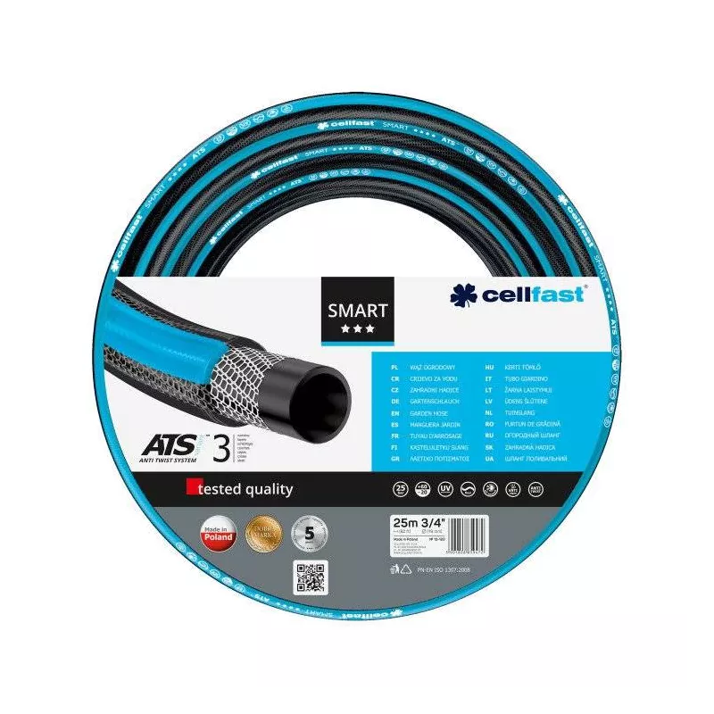 Cellfast Wąż ogrodowy SMART ATSV 3/4" 25m 13-120 Nieskręcający 5 lat gwarancji 3 warstwowy