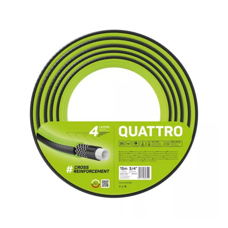 Cellfast Wąż ogrodowy 1/2" 50m Quattro 10-063 Lekki Wzmocniony 4 warstwy