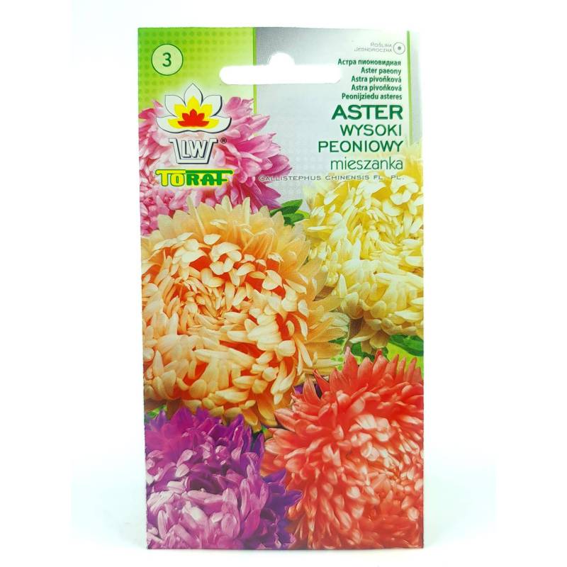 Toraf 1g Aster Peoniowy Mieszanka mix Nasiona kwiatów kolory