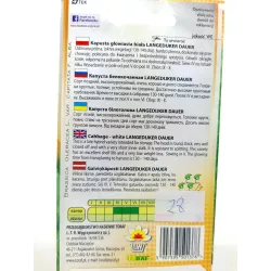 Toraf 2g Kapusta Biała Głowiasta Langedijska Nasiona warzyw plenna bardzo długie przechowywanie