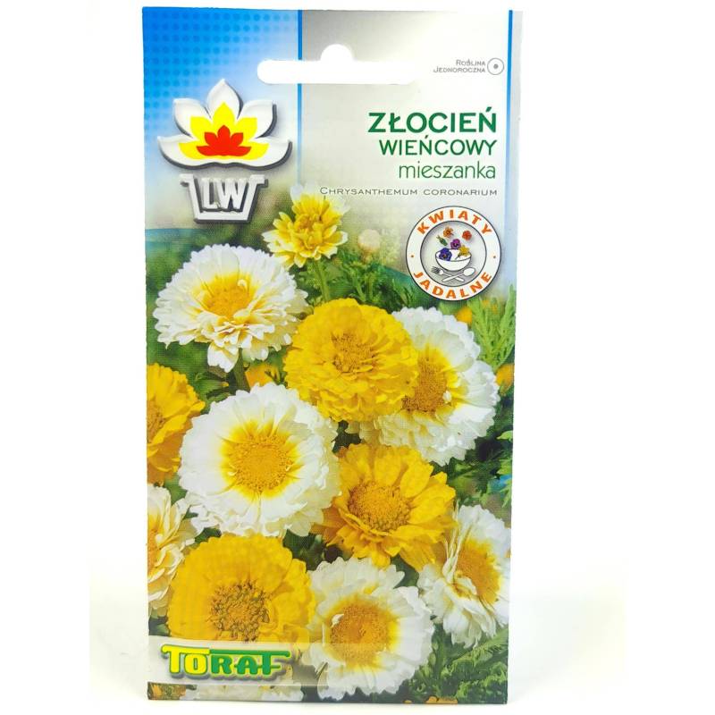 Toraf 1g Złocień Wieńcowy Żółty Biały Nasiona kwiatów jednorocznych Roślina osłonowa Kwiat cięty