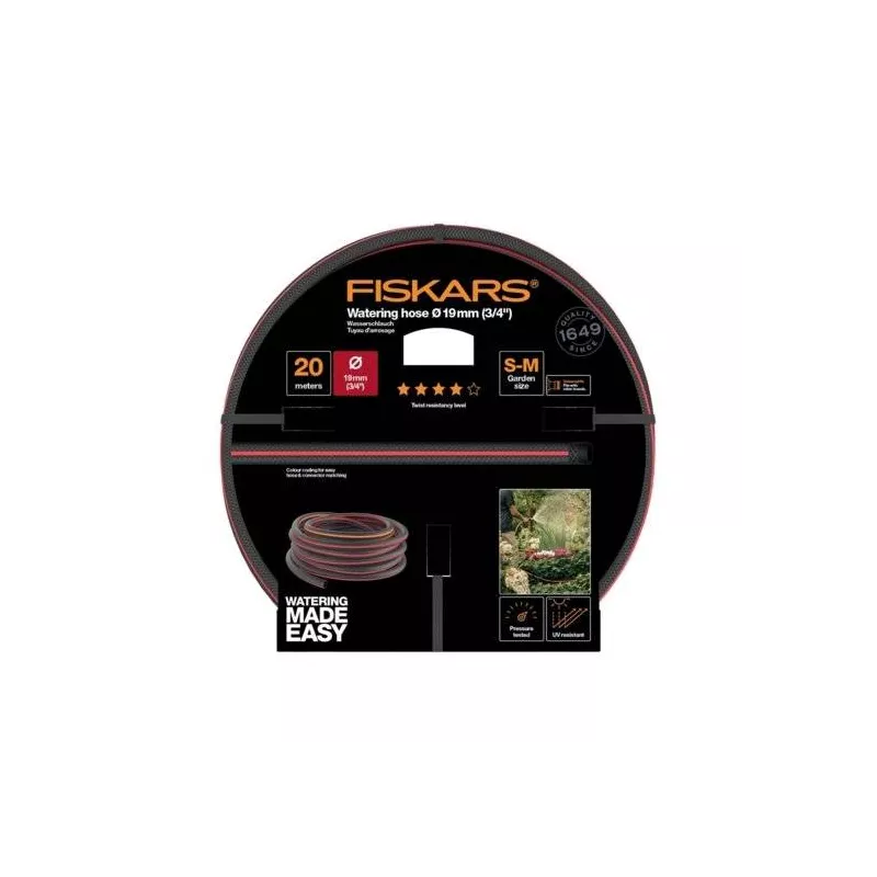 Fiskars Wąż 3/4" 20m Q4 1027110 AntiTwist Nawadnianie ogrodu Czerwony