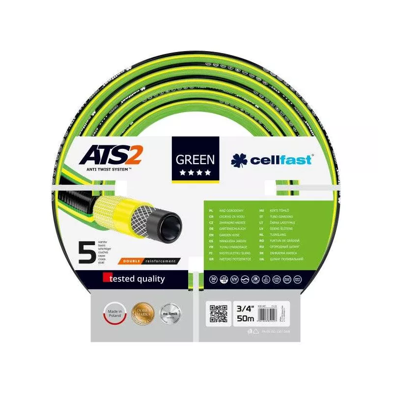 Cellfast Wąż ogrodowy GREEN ATS2 3/4" 50m 15-121 Nieskręcający 5 warstwowy Super flexi Gwarancja