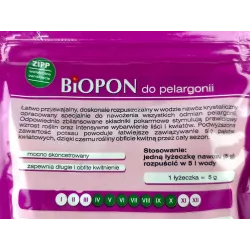 Biopon 0,25 kg Nawóz do wszystkich odmian pelargonii rabatowe zwisające pobudza kwitnienie
