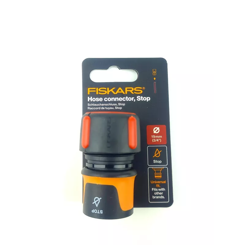 Fiskars Szybkozłącze 3/4" STOP 1027081 Podłączanie węża ogrodowego Mocne Ze STOPem