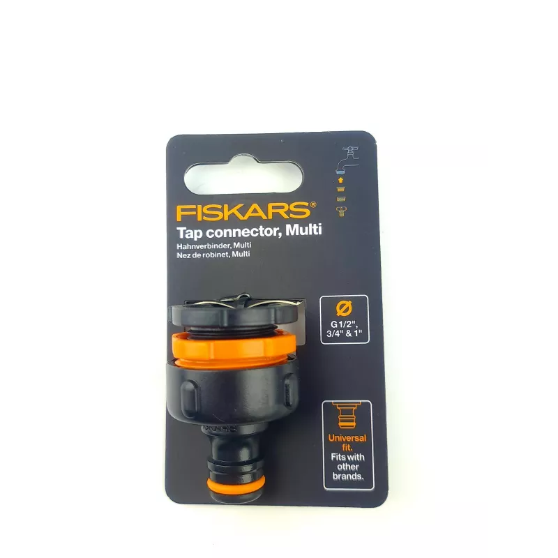 Fiskars Przyłącze kranowe Multi wewnętrzne 1/2-3/4-1" 1027051 Podłączanie węża Nakręcane na kran Solidne Uniwersalne
