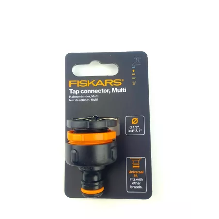 Fiskars Przyłącze kranowe Multi wewnętrzne 1/2-3/4-1" 1027051 Podłączanie węża Nakręcane na kran Solidne Uniwersalne