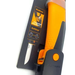 Fiskars Nóż uniwersalny + Ostrzałka 1023618 Krótki Trwały Stal nierdzewna