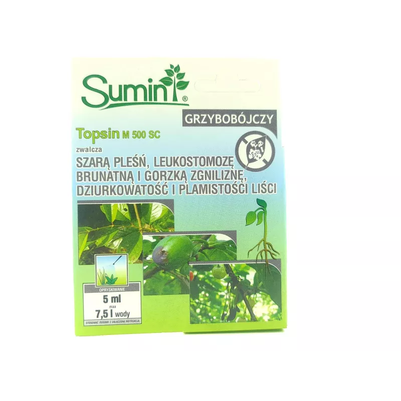 Sumin 5ml Topsin M 500 SC Środek grzybobójczy Leukostomoza Szara pleśń Plamistość liści