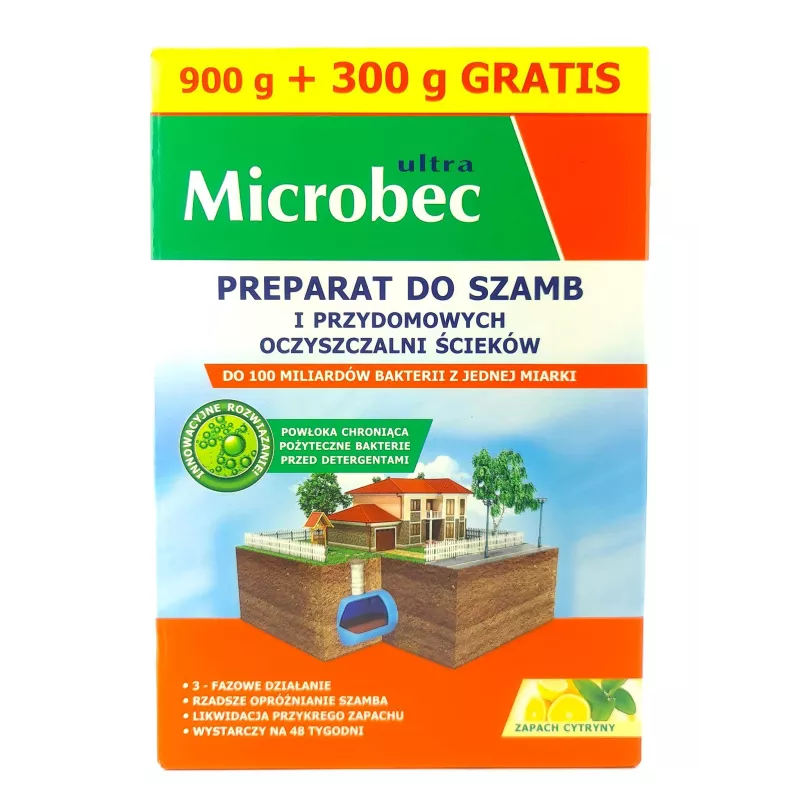 Microbec 0,9kg + 300g GRATIS Preparat do szamb oczyszczalni skuteczny zapach cytrynowy