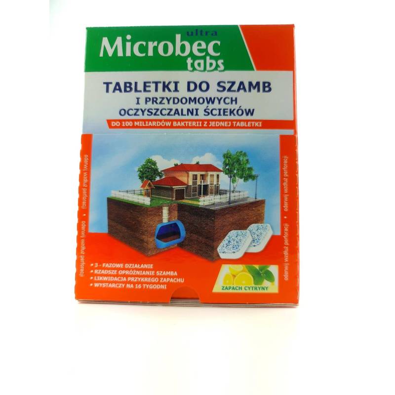 Microbec 16szt. Preparat tabletki do szamb i oczyszczalni ścieków zapach cytrynowy