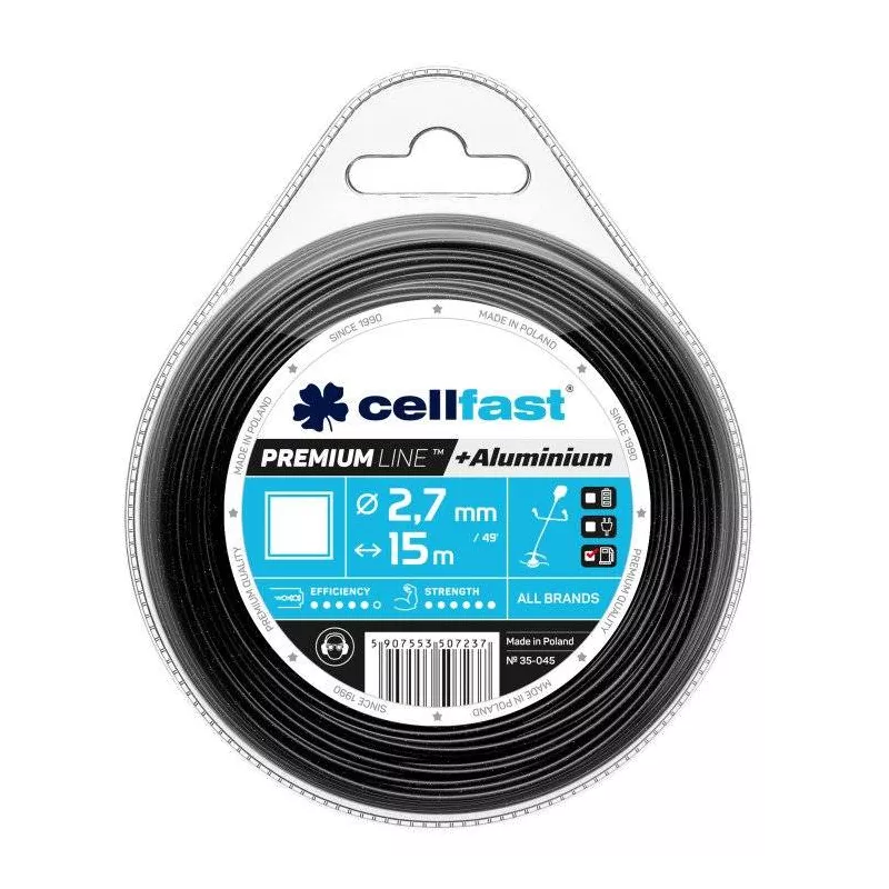 Cellfast Żyłka tnąca do kosiarki 2,7mm 15m PREMIUM 35-045 Kwadratowa Wytrzymała ALUMINIUM
