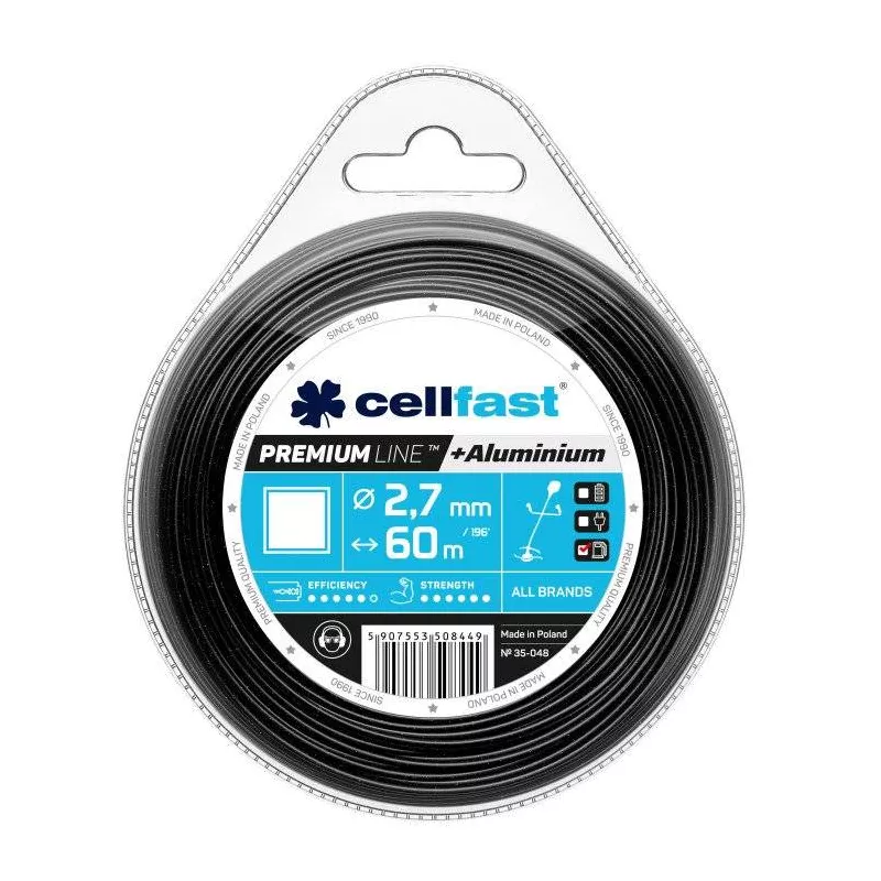 Cellfast Żyłka tnąca do kosiarek 2,7mm 60m PREMIUM 35-048 Kwadrat ALUMINIUM Wytrzymała