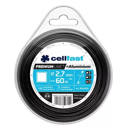 Cellfast Żyłka tnąca do kosiarek 2,7mm 60m PREMIUM 35-048 Kwadrat ALUMINIUM Wytrzymała