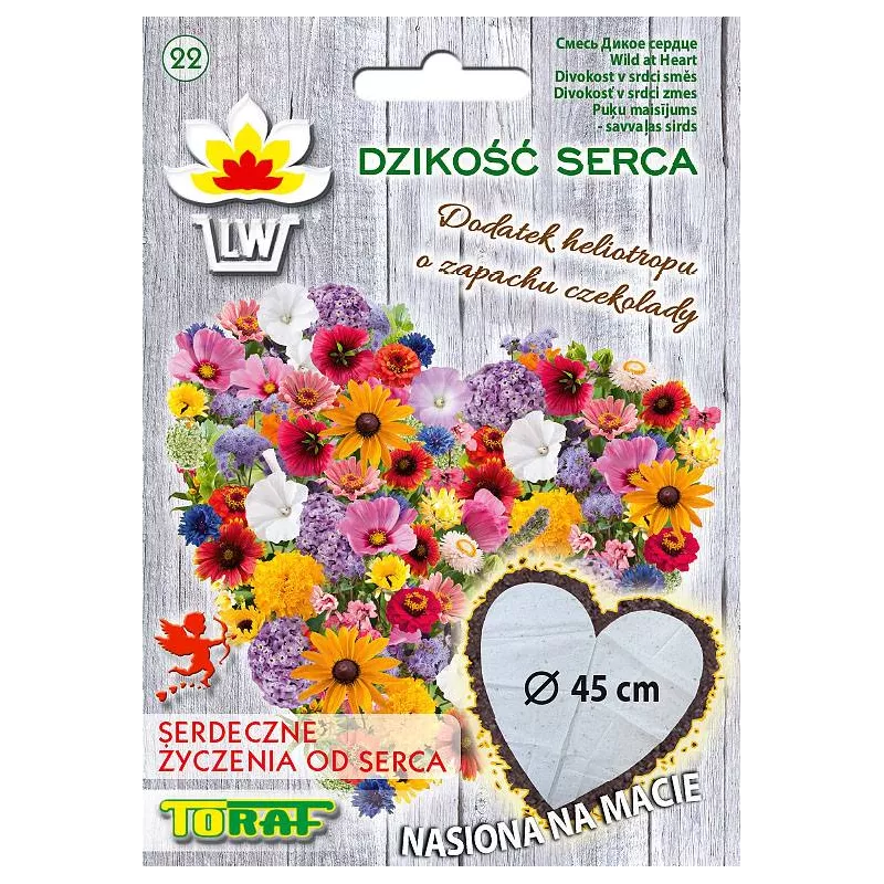 Toraf Dzikość Serca Nasiona kwiatów na macie nasiennej + Heliotrop Prezent walentynki urodziny rocznica