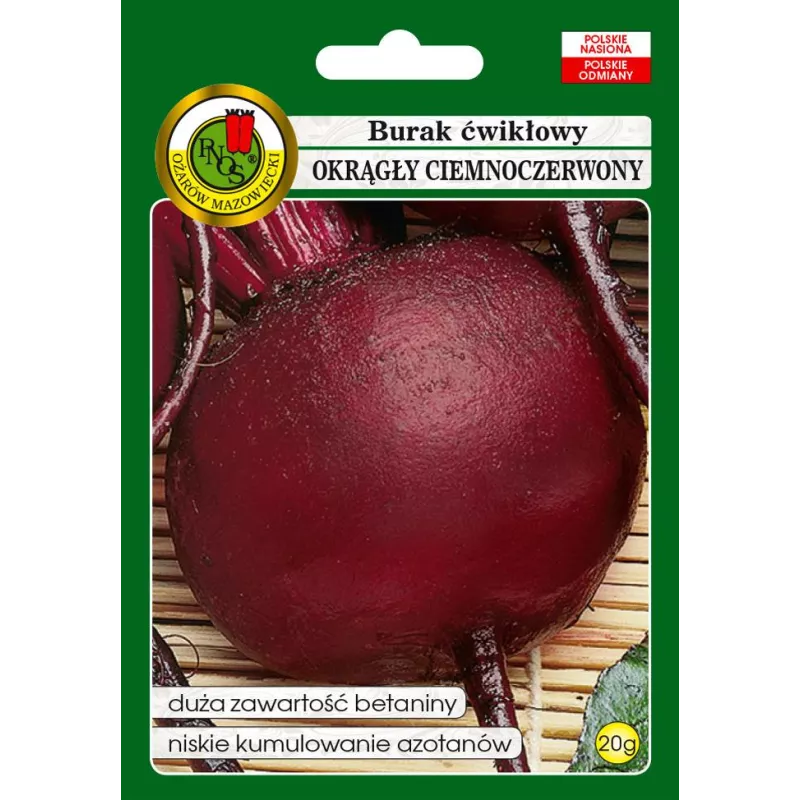 PNOS 10g Burak ćwikłowy Ciemnoczerwony okrągły Nasiona warzyw Źródło witamin Zupy Przetwory