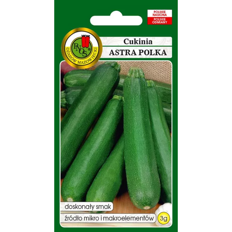 PNOS 3g Cukinia Astra Polka Zielona Wczesna Nasiona warzyw Plenna Smaczna Delikatna