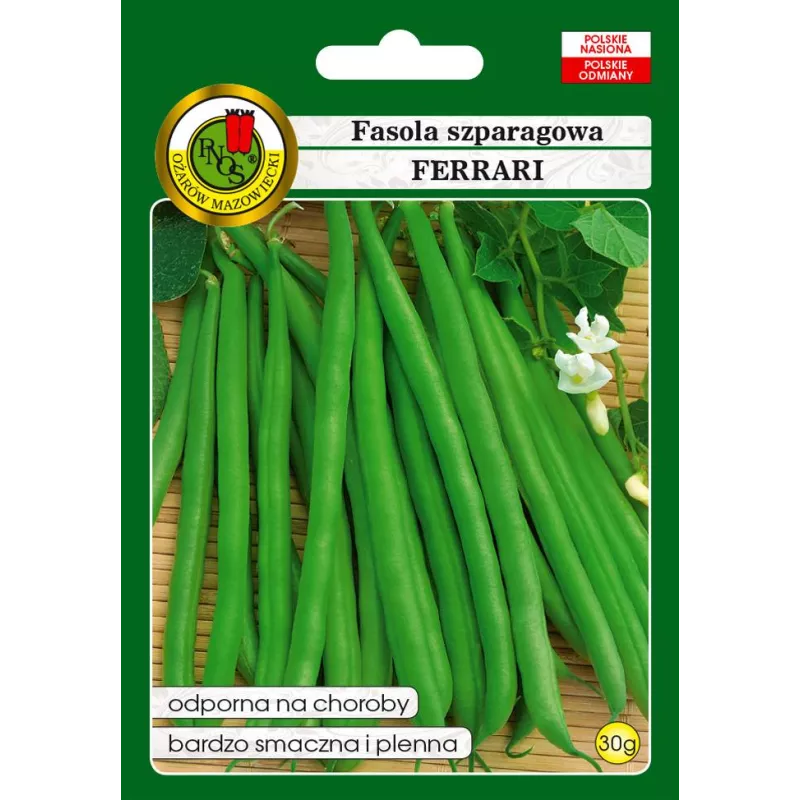 PNOS 30g Fasola Szparagowa Karłowa Ferrari Zielona Nasiona warzyw Późna Bardzo plenna