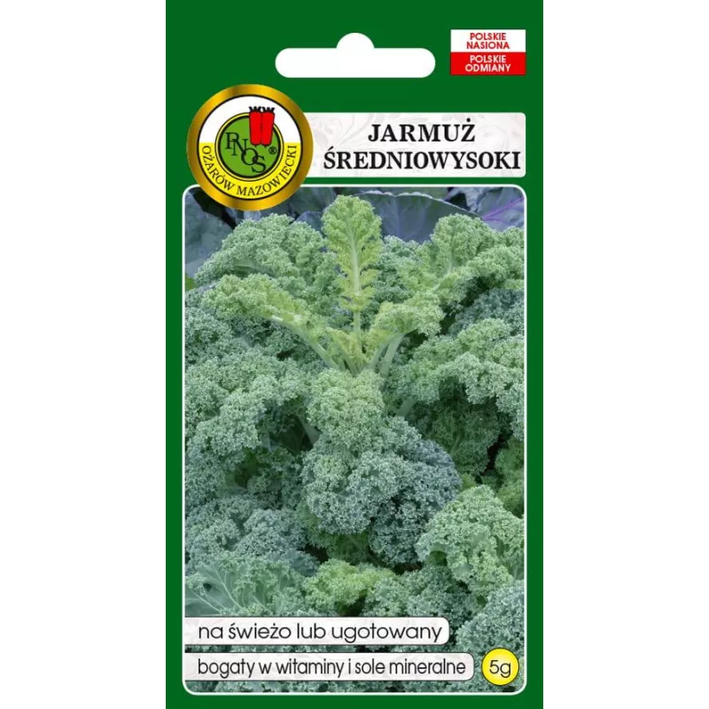 PNOS 5g Jarmuż Średniowysoki Halbhoher Gruner Krauser Nasiona warzyw Źródło witamin Sałatki