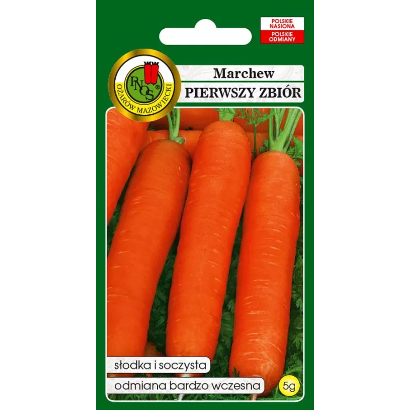 PNOS 5g Marchew Pierwszy Zbiór Bardzo wczesna Nasiona warzyw Źródło karotenu Soczysta
