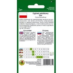 PNOS 3g Ogórek Dar Nasiona warzyw Odmiana sałatkowa Do uprawy w pojemnikach