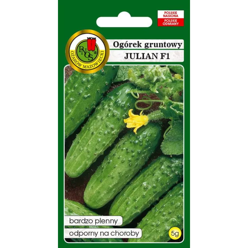 PNOS 5g Ogórek Julian F1 Nasiona warzyw Bardzo plenny Odporny na choroby