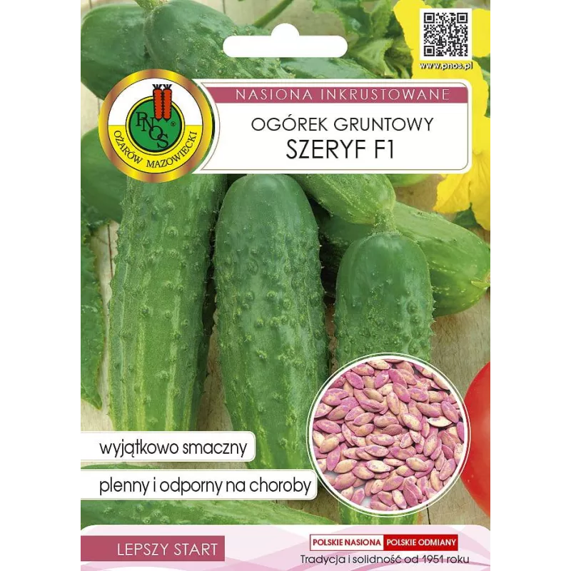 PNOS 5g Ogórek Szeryf F1 Nasiona inkrustowane Lepszy start Plenny Smaczny Odporny
