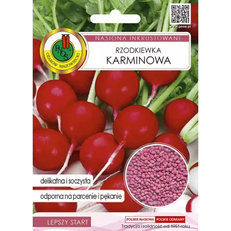 PNOS 10g Rzodkiewka Karminowa Nasiona inkrustowane Nie pęka Delikatna Soczysta Nie parcieje