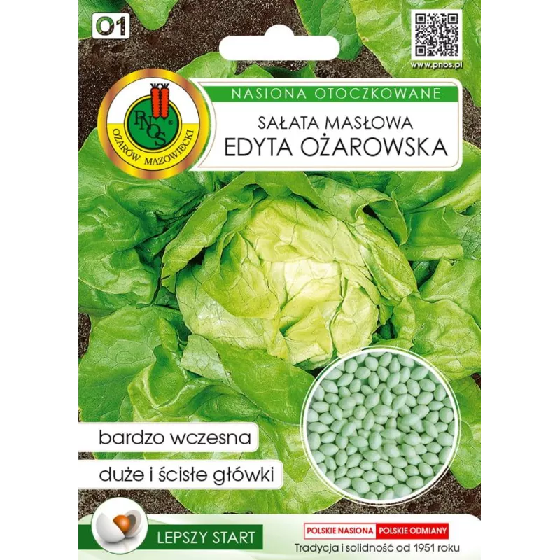 PNOS 100 szt. Sałata Edyta Ożarowska Nasiona otoczkowane Masłowa Duże główki