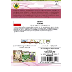 PNOS 1g Sałata Justyna Nasiona inkrustowane Masłowa Bardzo duże główki Odporna