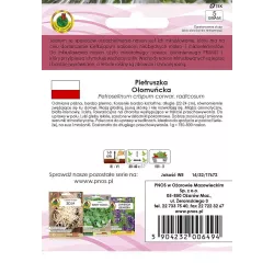 PNOS 5g Pietruszka Ołomuńcka Nasiona inkrustowane Odporna na suszę Plenna