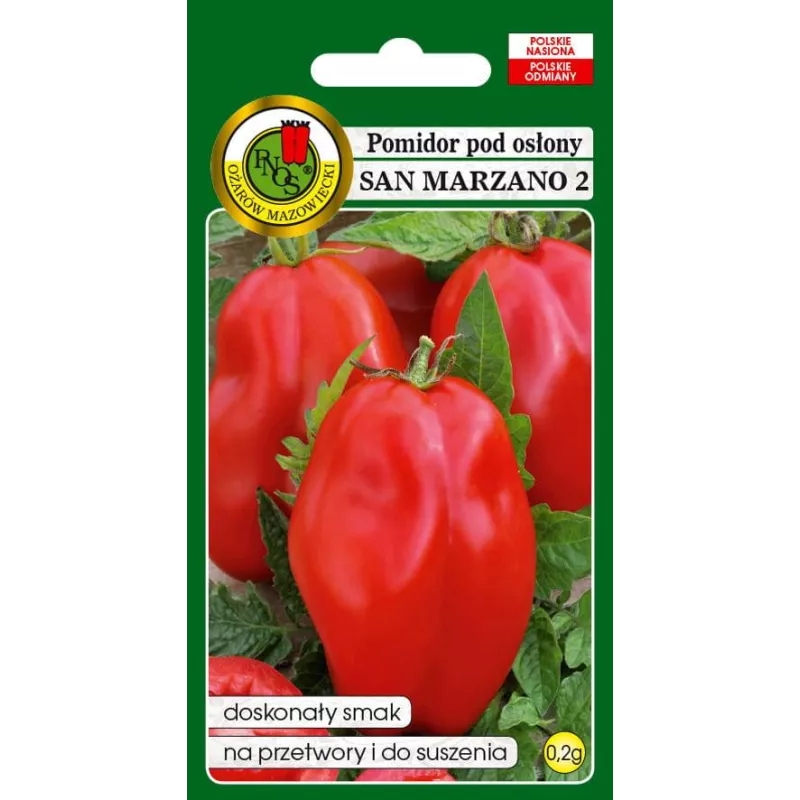 PNOS 0,2g Pomidor San Marzano 2 Nasiona warzyw Odmiana pod osłony Doskonały smak Suszenie