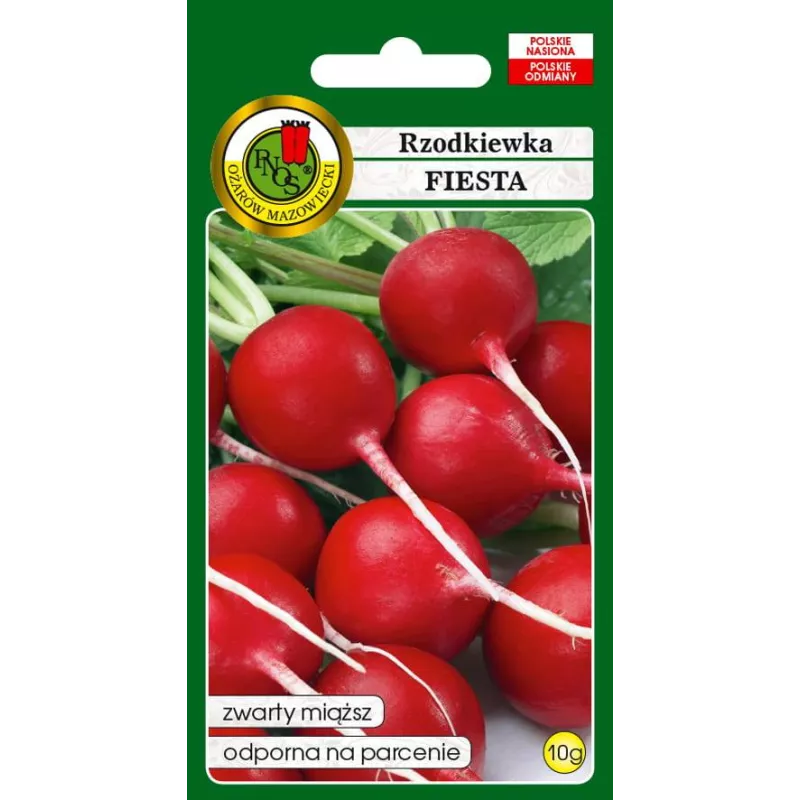PNOS 10g Rzodkiewka Fiesta Nasiona warzyw Odmiana wczesna Nie parcieje Zwarty Miąższ