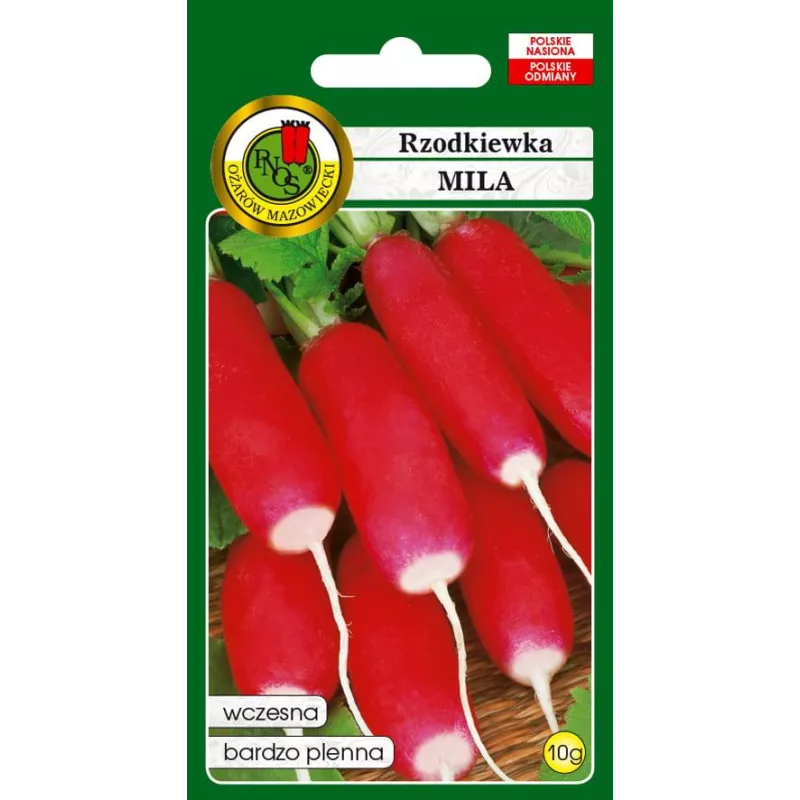 PNOS 10g Rzodkiewka Mila Nasiona warzyw Odmiana wczesna Podłużna Plenna