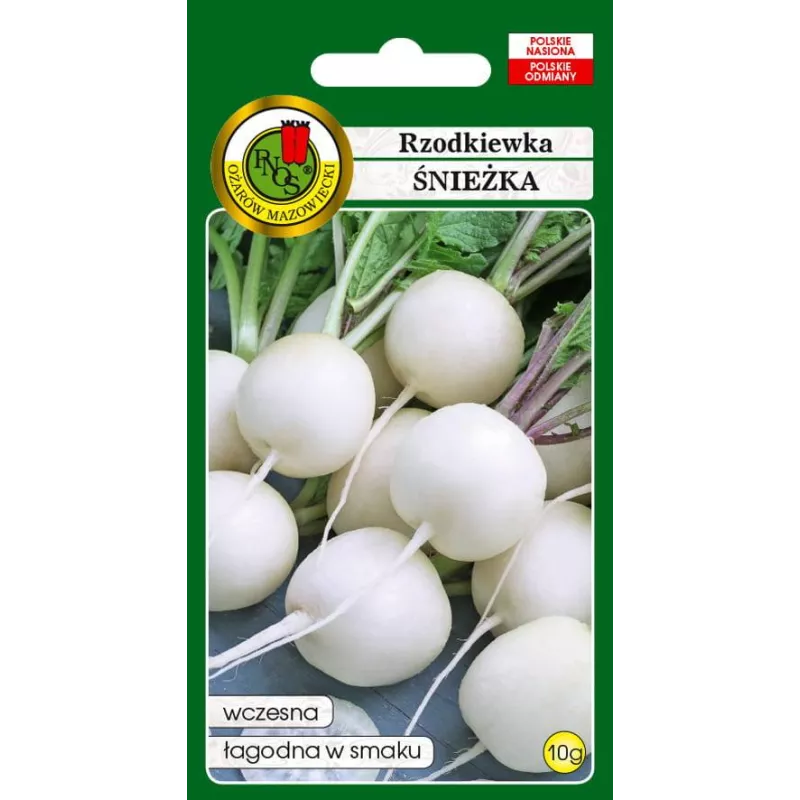 PNOS 10g Rzodkiewka Śnieżka Nasiona warzyw Odmiana wczesna Biała Łagodny smak