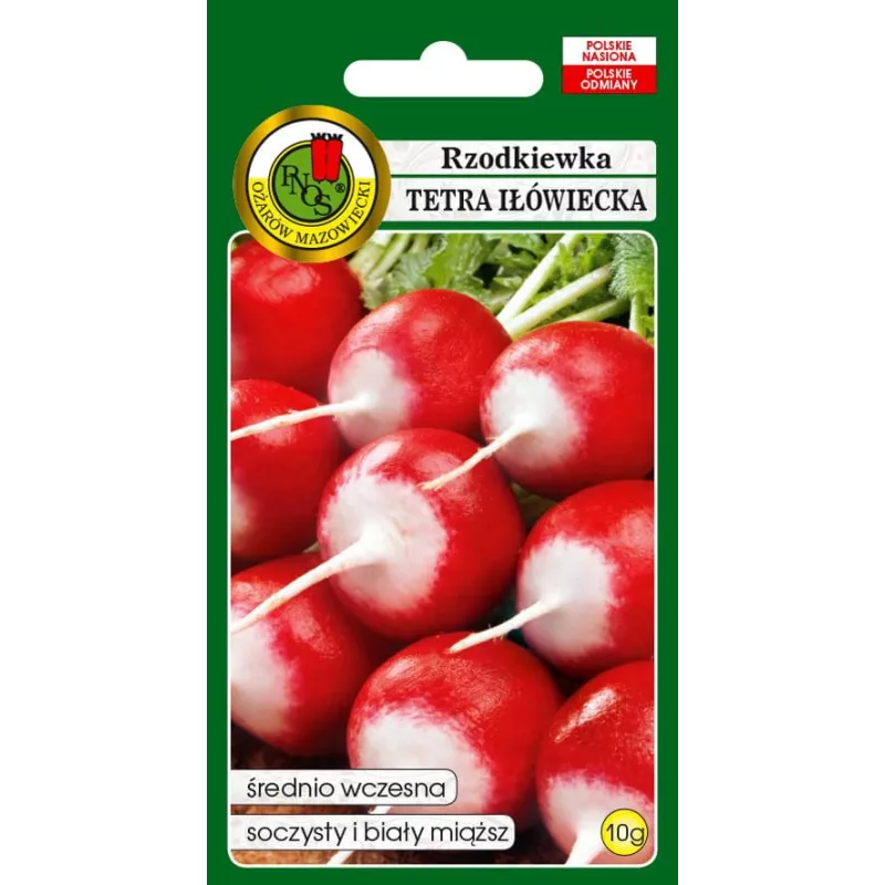 PNOS 10g Rzodkiewka Tetra Iłówiecka Nasiona warzyw Odmiana średnio wczesna Soczysty miąższ