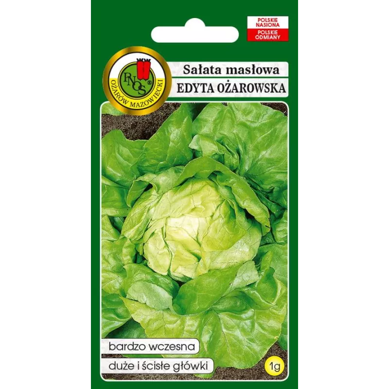 PNOS 1g Sałata Masłowa Edyta Ożarowska Nasiona warzyw Odmiana średnio wczesna Duże główki