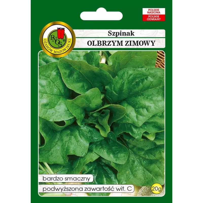 PNOS 20g Szpinak Olbrzym Zimowy Nasiona warzyw Odmiana zimująca Smaczny Dużo witaminy C