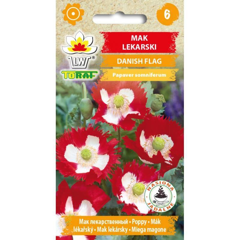 Toraf 0,5g Mak Lekarski Danish Flag Nasiona kwiatów ogrodowych roślina lecznicza
