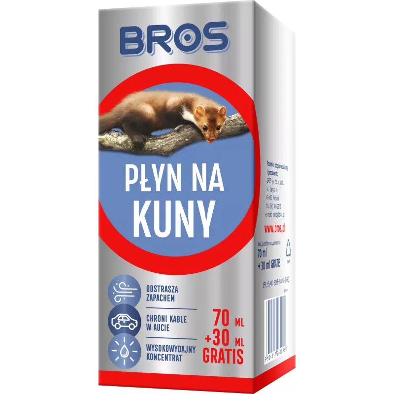 Bros 100ml Gratis Płyn na kuny ochrona kabli w samochodzie koncentrat o dużej wydajności