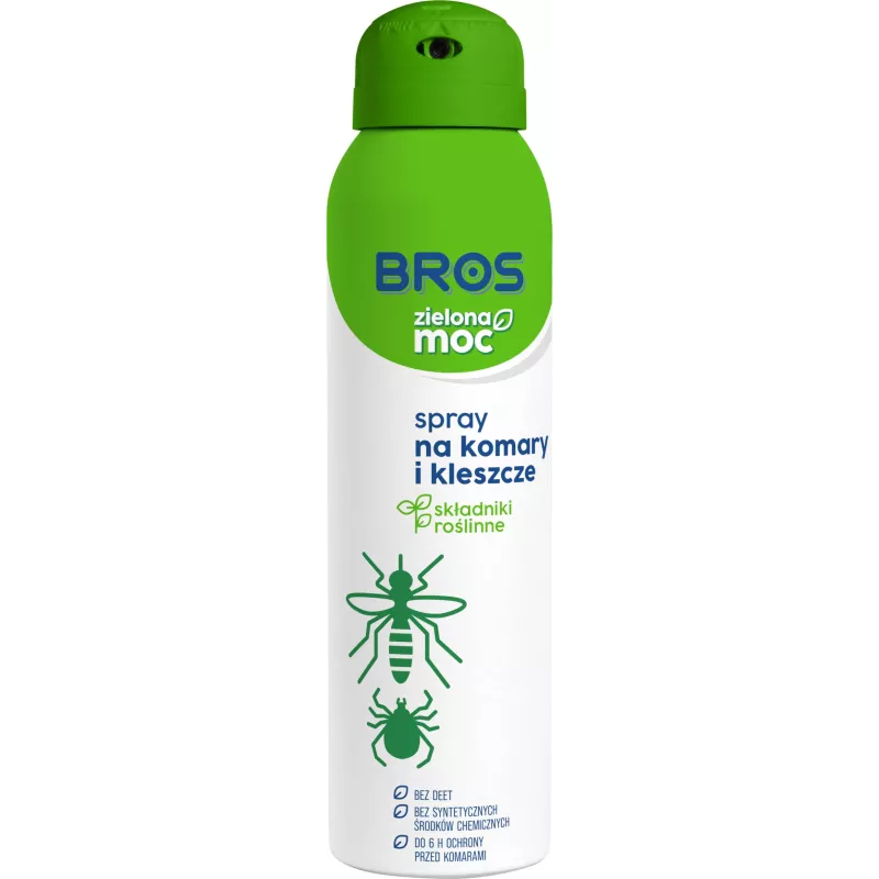 Bros 90ml Spray zielona moc na komary meszki kleszcze Składniki roślinne