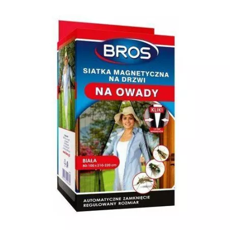 BROS 100x220cm Siatka na drzwi od owadów Magnetyczna Moskitiera Biała Blokuje owady