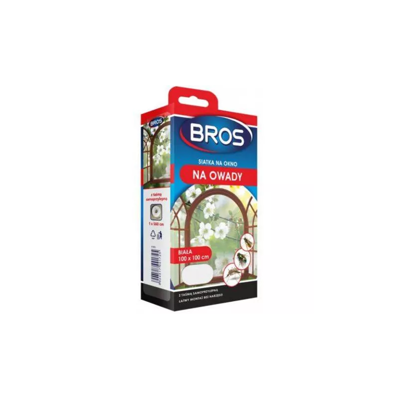 BROS 100x100cm Siatka na okno przeciw owadom Moskitiera Biała Łatwy montaż
