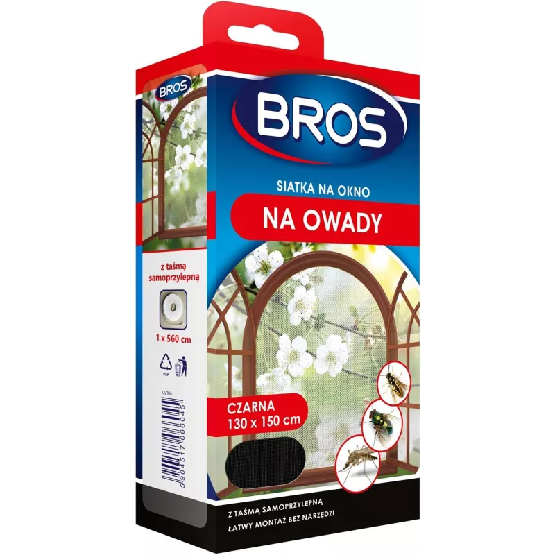 BROS 130x150cm Siatka na okno na owady Moskitiera Biała Łatwy montaż