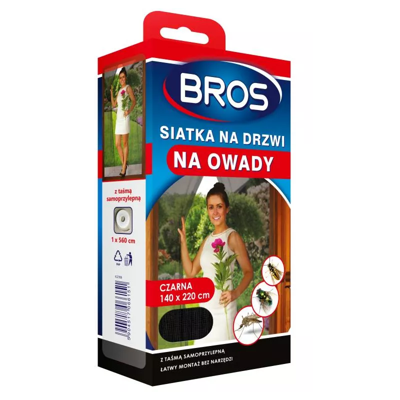 BROS 140x220cm Siatka na drzwi Moskitiera Czarna Zatrzymuje owady Skuteczna ochrona