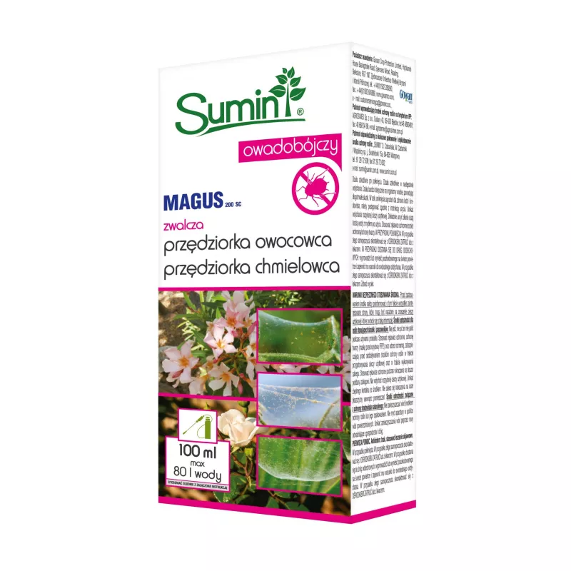Sumin 100ml Magus 200SC Przędziorkobójczy środek Likwiduje przędziorki wszystkie stadia Róże Drzewka owocowe
