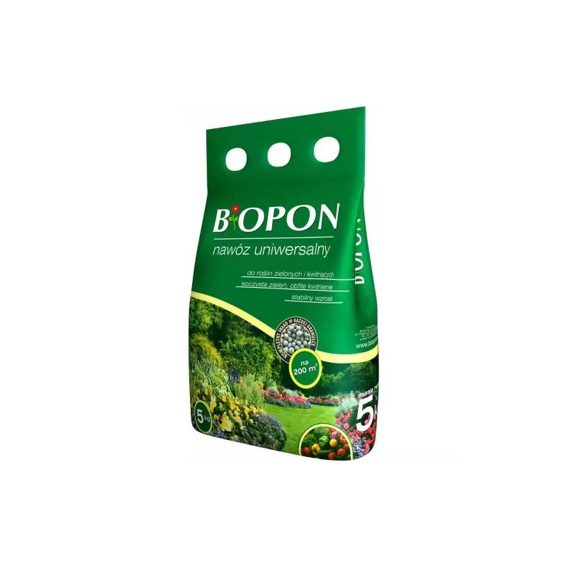 Biopon 5 kg Nawóz uniwersalny granulowany rośliny kwitnące zielone warzywa piękny ogród