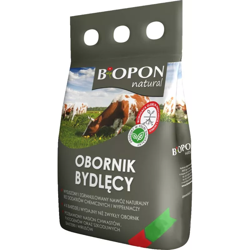 Biopon 10 l Obornik granulowany bydlęcy do wszystkich upraw ogrodowych kwiatów BIO