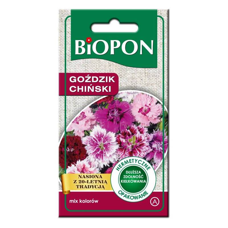 Biopon 1g Goździk Chiński Mix Nasiona kwiatów Mieszanka kolorów Kwietniki Rabatki